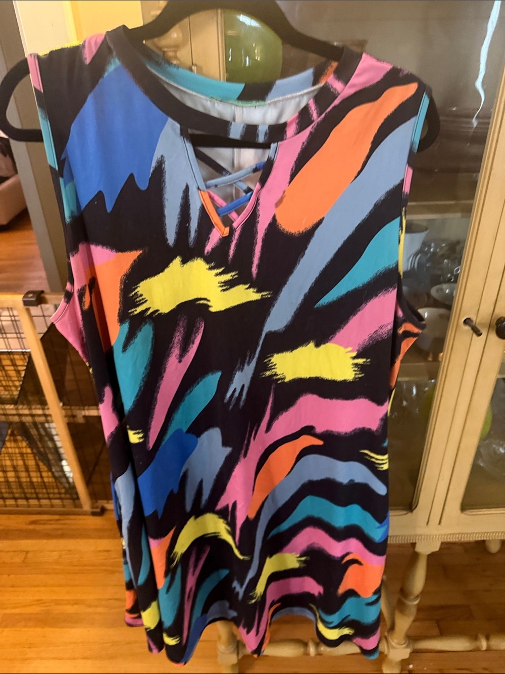 Multicolor Abstract Asymmetrical Sleeveless Dress